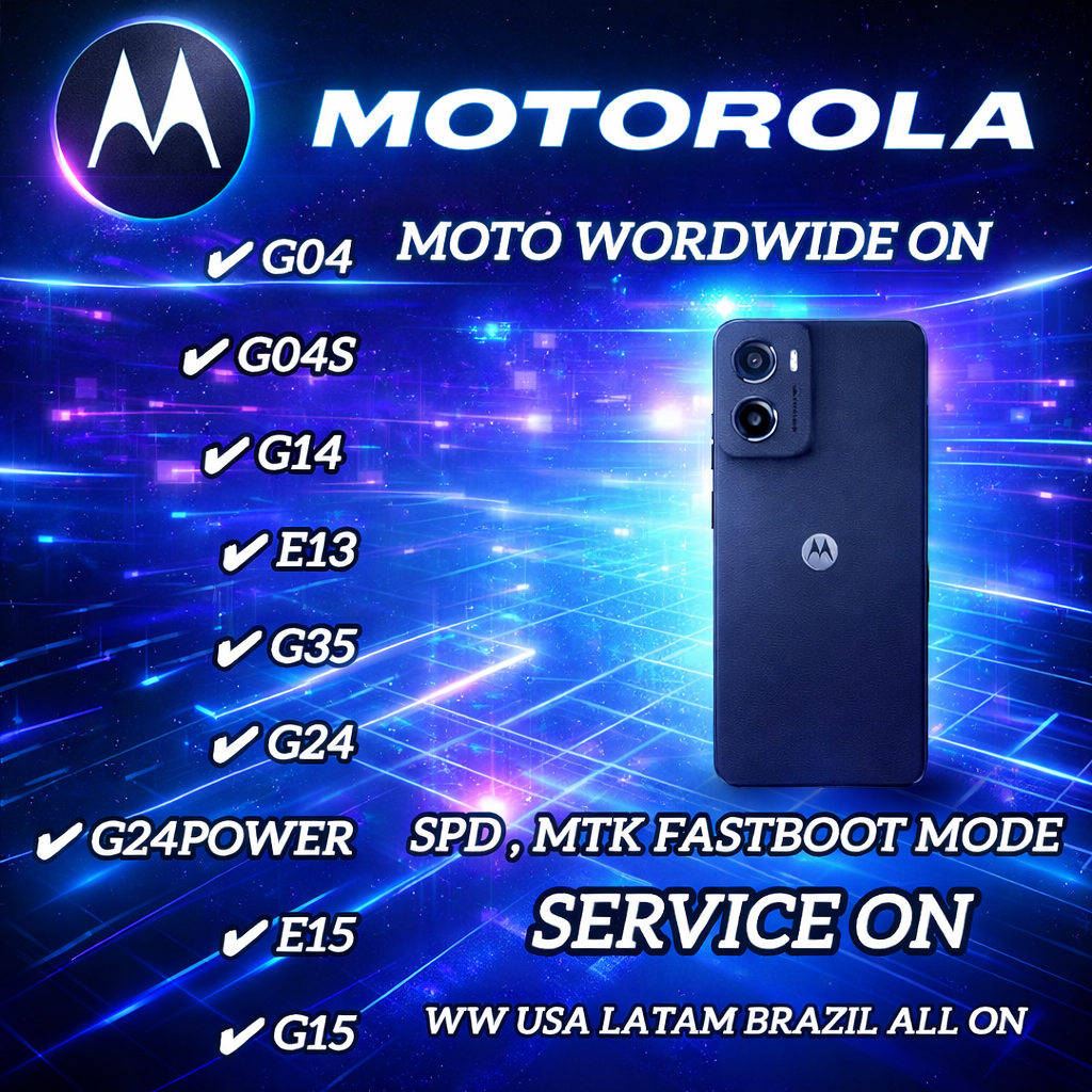 Motorola FRP, G24, G24 Power, G04, G04S, E14, G14, G35, E15, G15, G05, all models